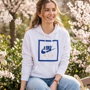 Nike white and blue hoodie S